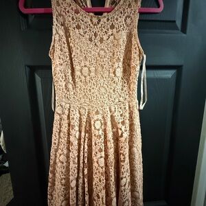Monteau Peach Lace Backless Dress